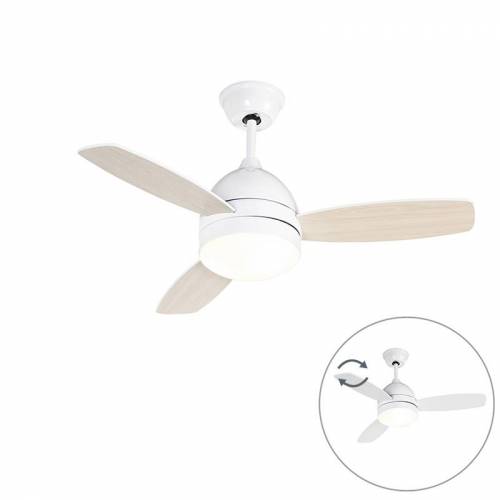 Bild von QAZQA Ceiling fan white with remote control – Rotar