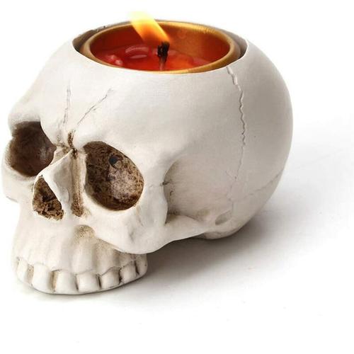 Bild von 1 pcs Skeleton Skull Candlestick Holder Halloween Home Party Decorative Resin Skeleton Candle