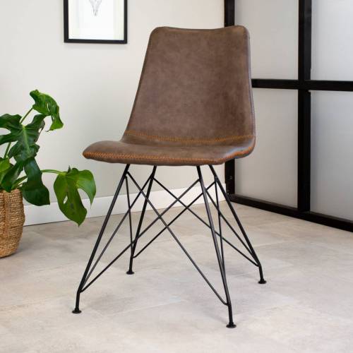 Bild von Furnwise Industrial dining chair Jace Premium Brown